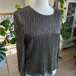 Banana Republic Metallic Silver and Black Blouse